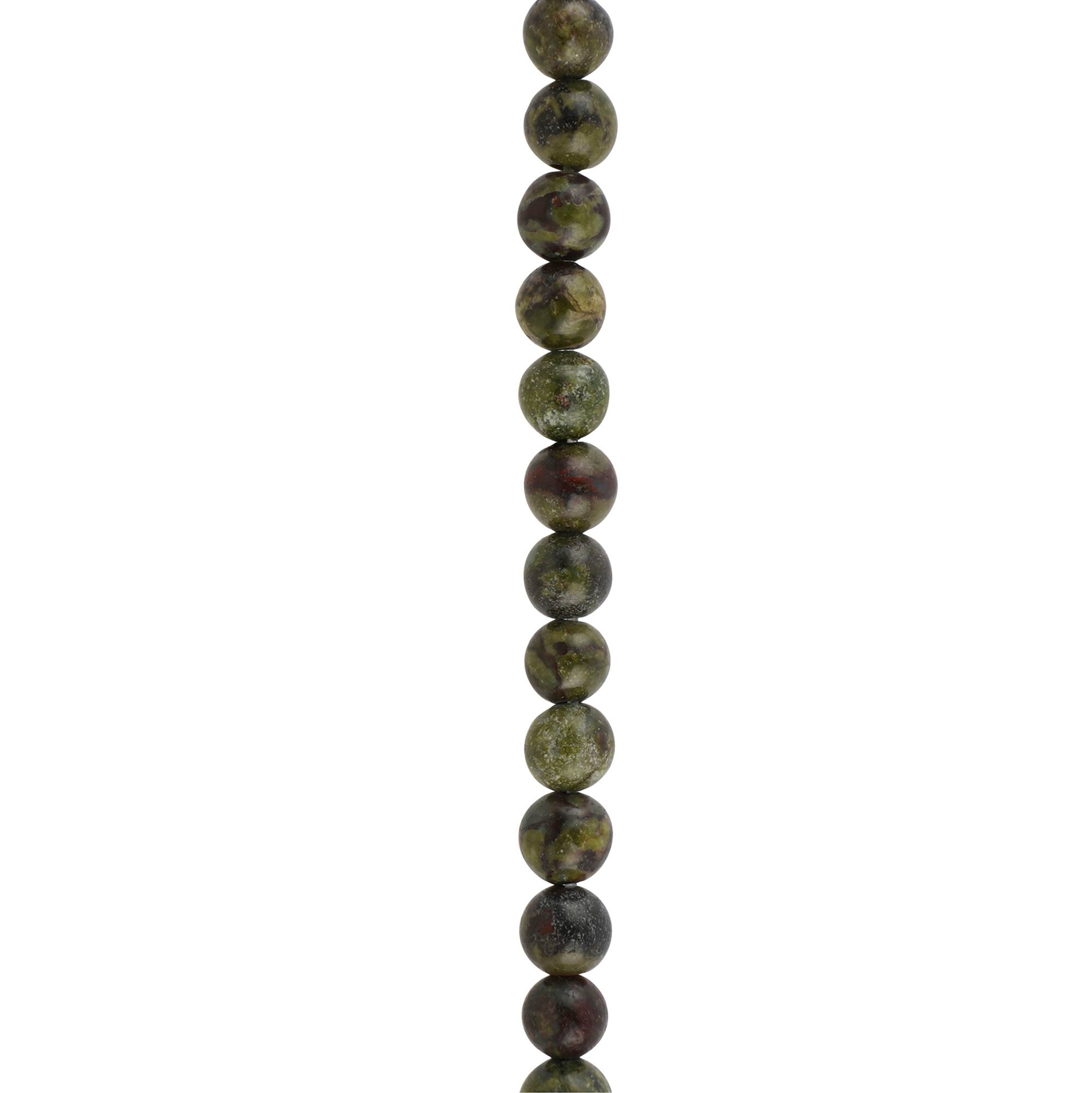 12 Pack: Dark Green & Red Dragon Blood Round Beads by Bead Landing